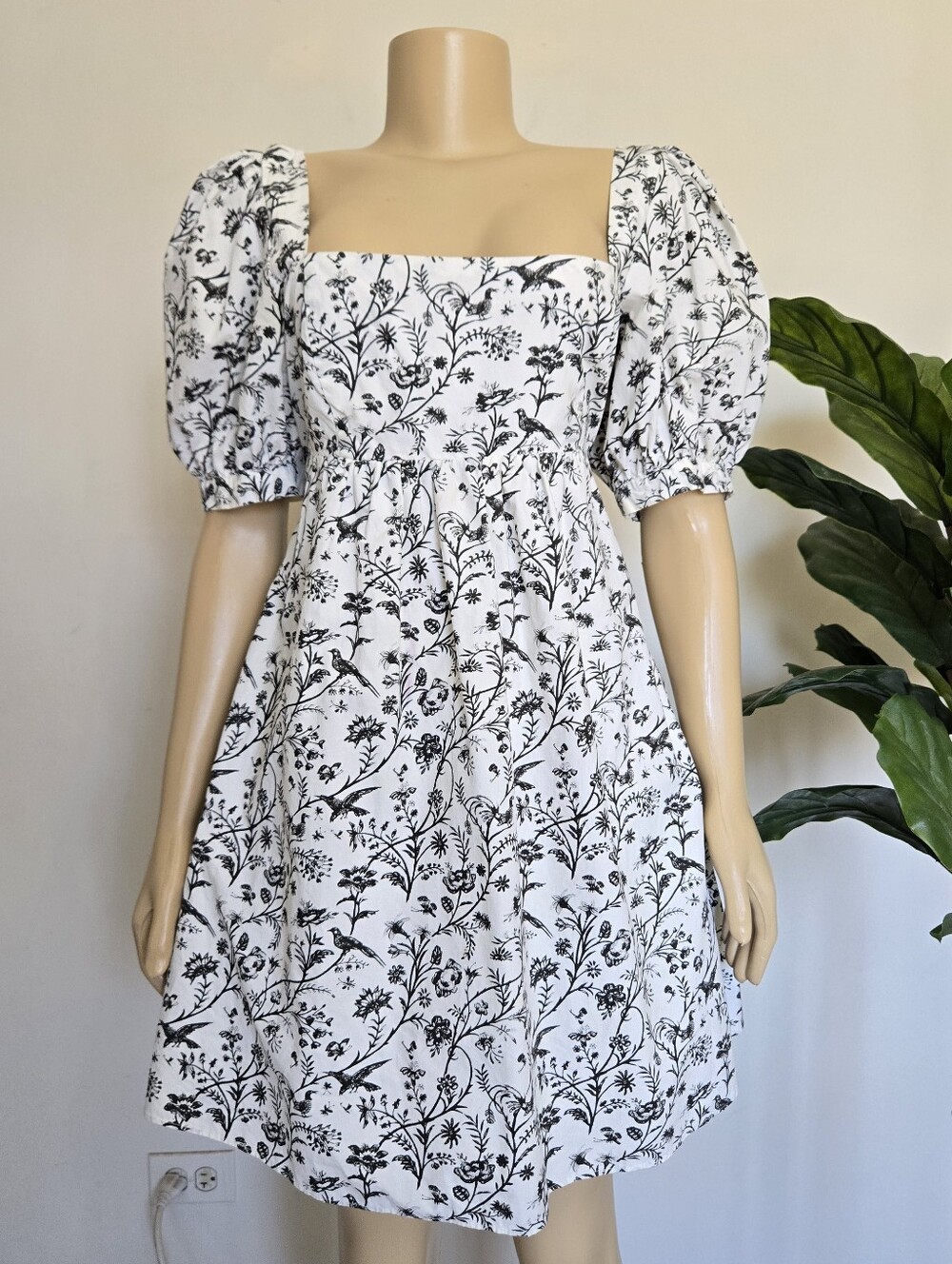 Laura Ashley x UO Exclusive Penelope Toile Babydoll Dress Size L Women's
